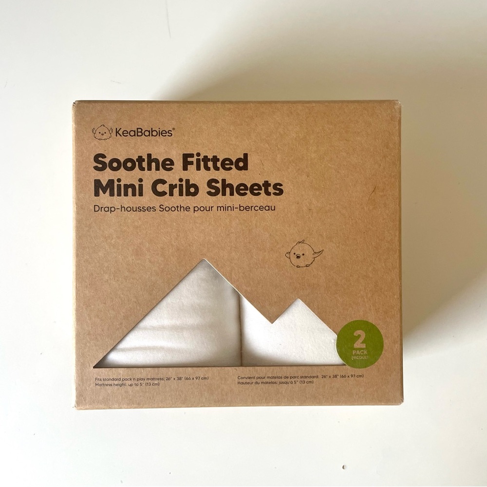 KeaBabies Fitted Mini Crib Sheets—Soft White